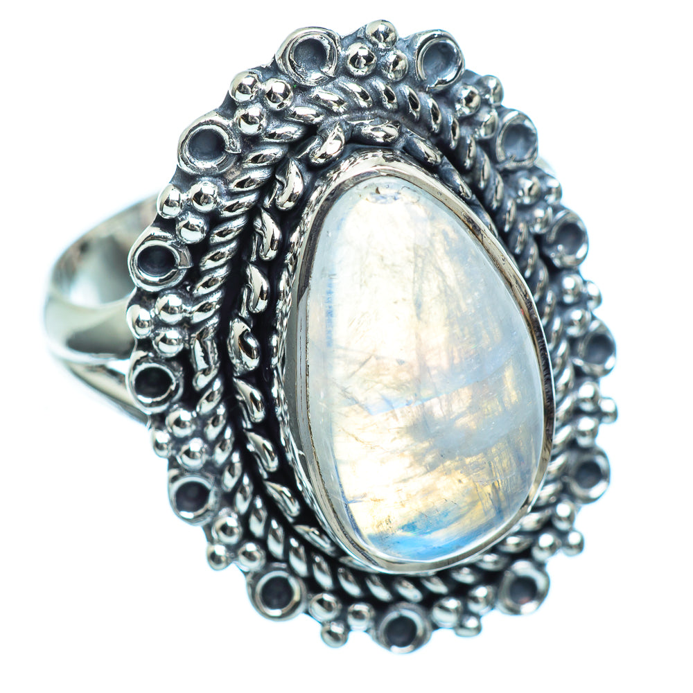 Rainbow Moonstone Rings handcrafted by Anasilvercos - RING997659