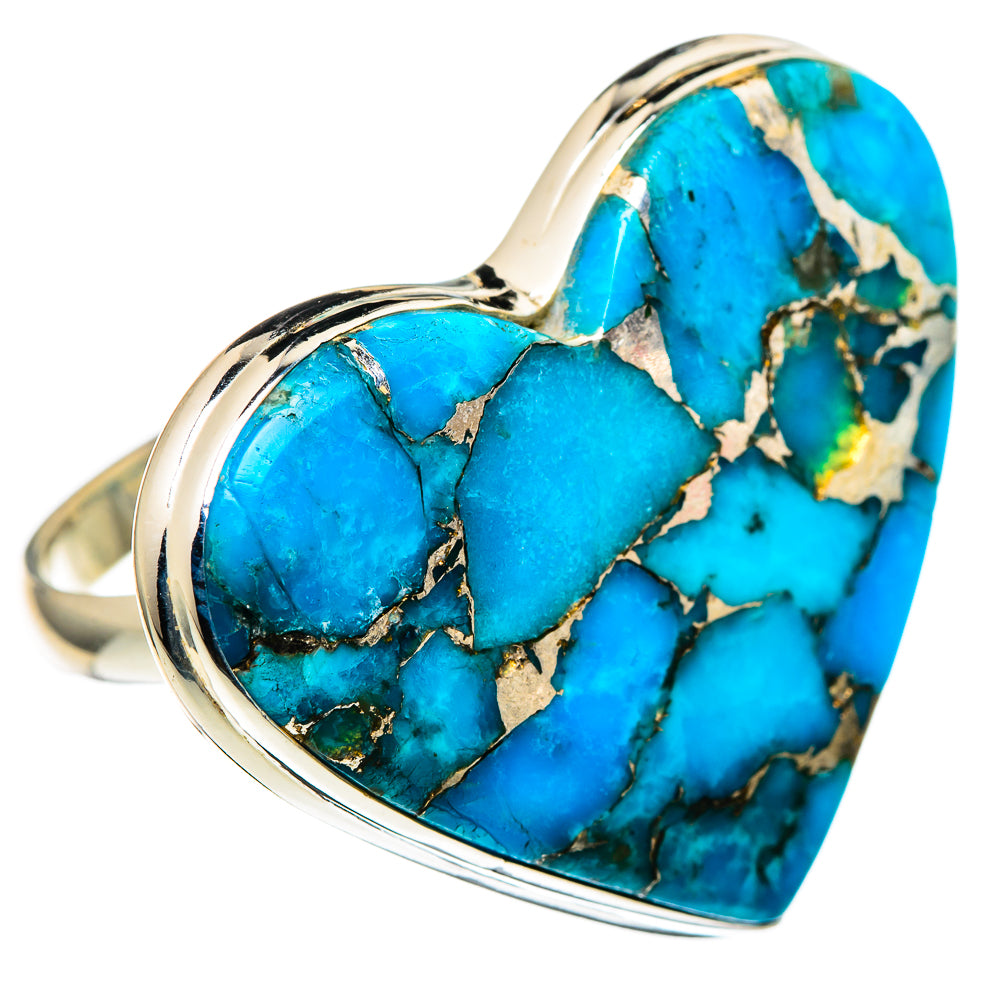 Blue Copper Composite Turquoise Rings handcrafted by Anasilvercos - RING99797