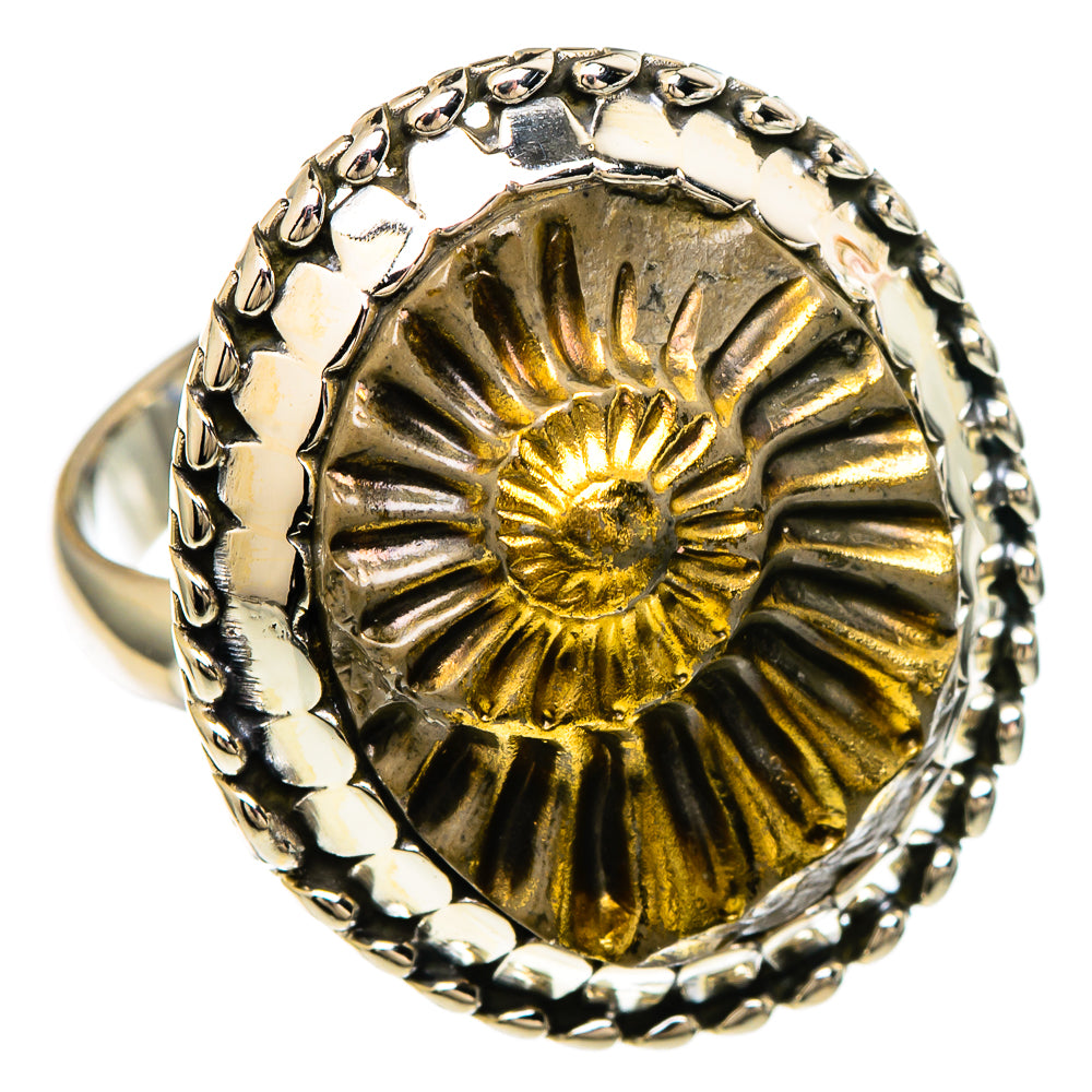 Pyrite Fossil Rings handcrafted by Anasilvercos - RING99901