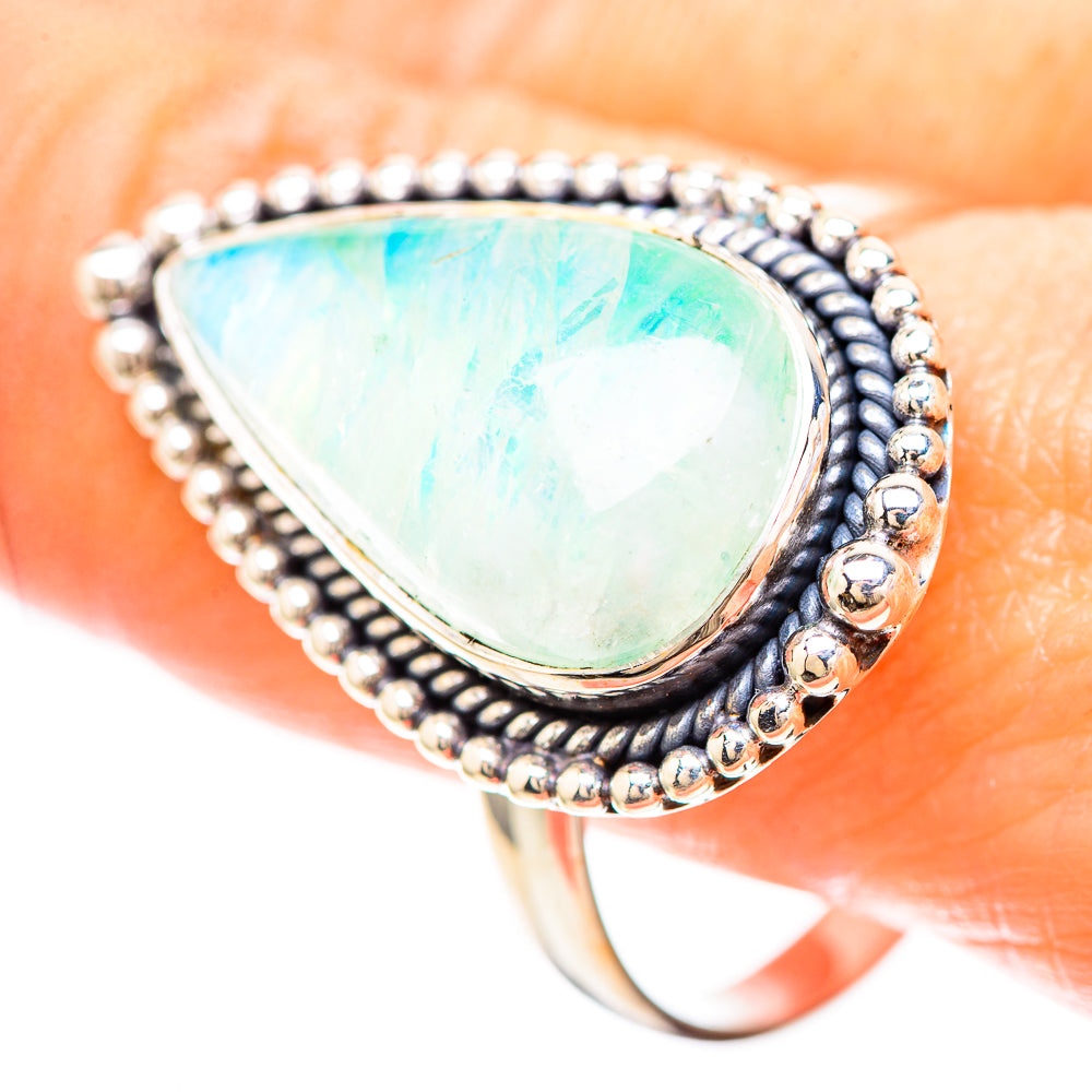 Large Green Moonstone Ring Size 13 (925 Sterling Silver) RING137122
