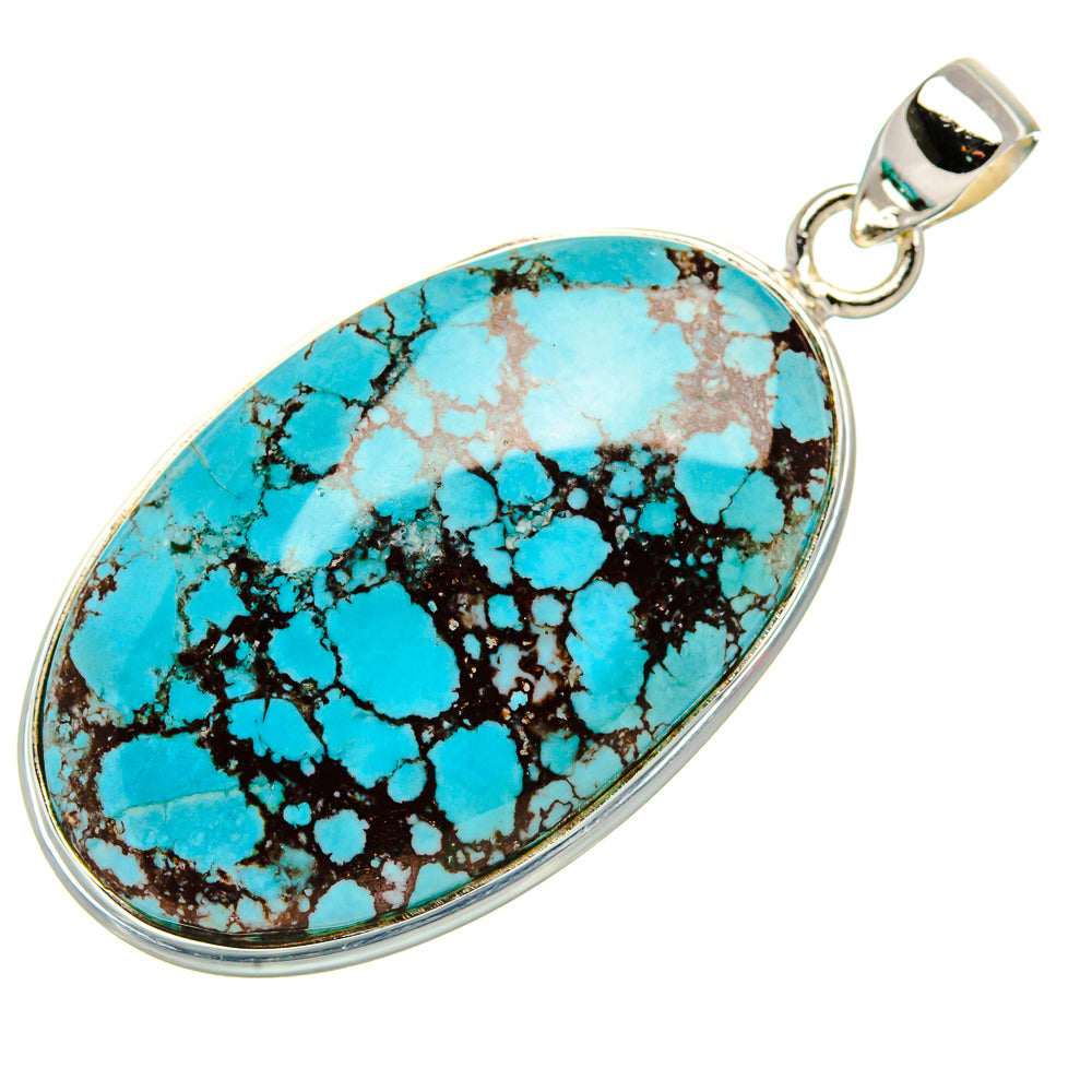 Tibetan Turquoise Pendant 2" (925 Sterling Silver) PD37027