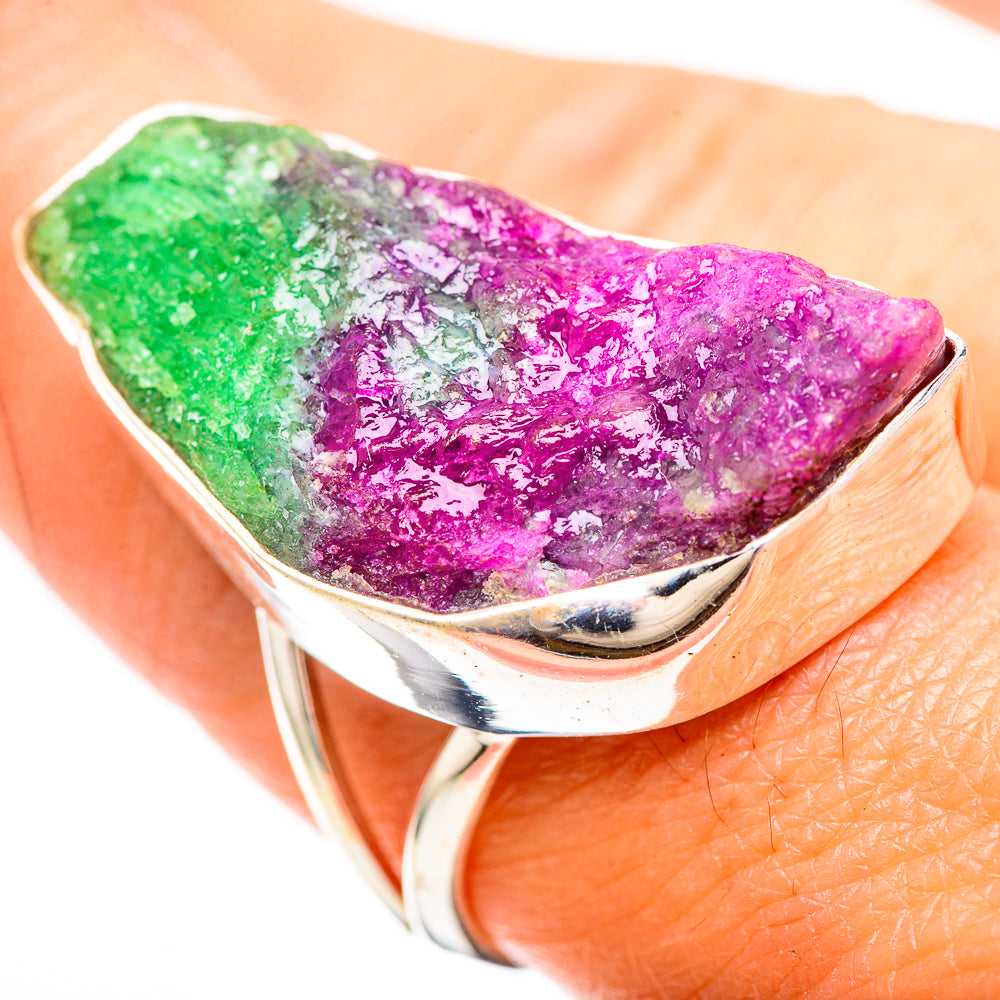 Large Rough Ruby Zoisite Ring Size 8 (925 Sterling Silver) RING137158