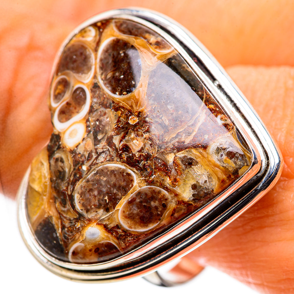 Large Turritella Agate Ring Size 10.75 (925 Sterling Silver) RING134733