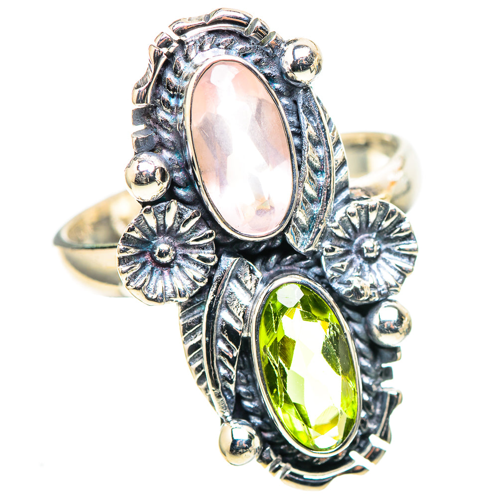 Rose Quartz, Peridot Ring Size 9.75 (925 Sterling Silver) RING136816