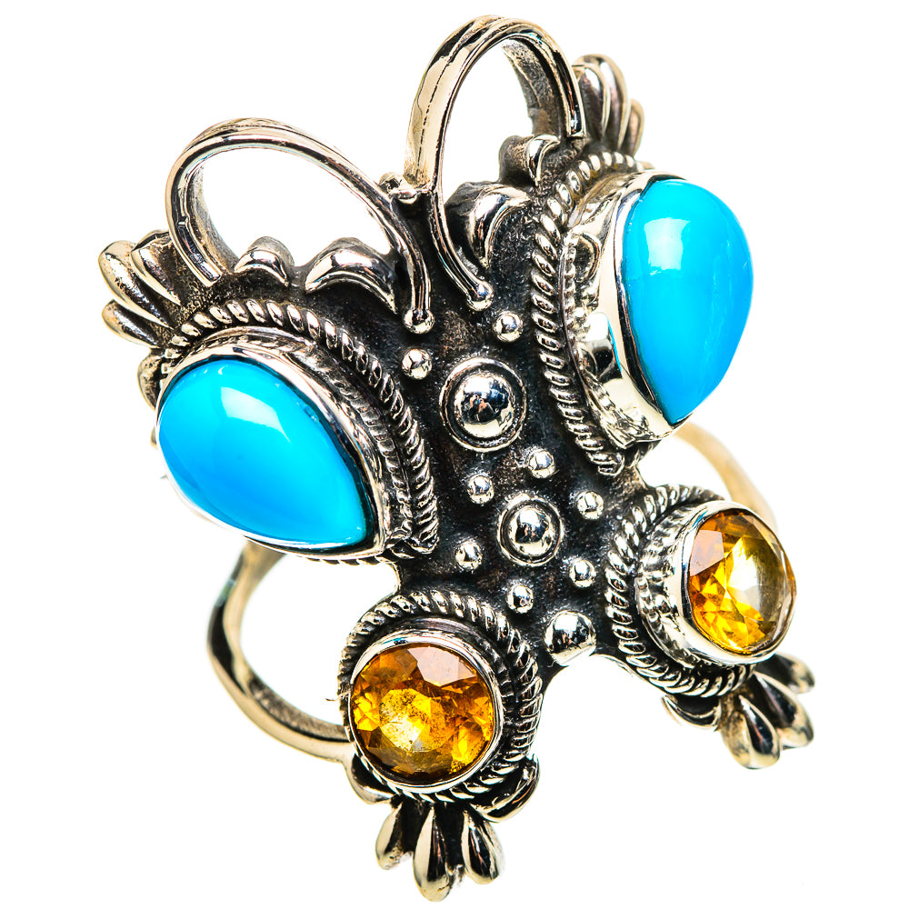Large Sleeping Beauty Turquoise, Citrine 925 Sterling Silver Ring Size 8.5 (925 Sterling Silver) RING137791