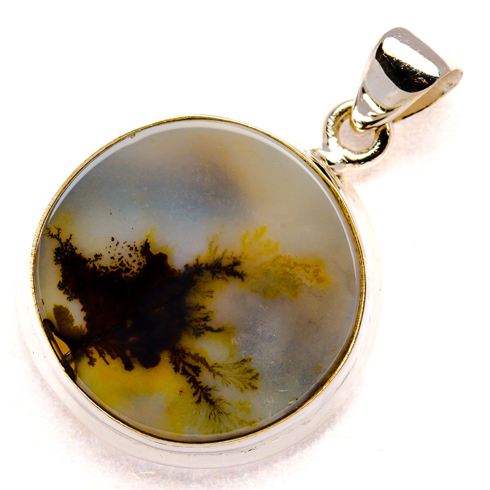 Scenic Dendritic Agate Pendant 1 3/8" (925 Sterling Silver) PD37084