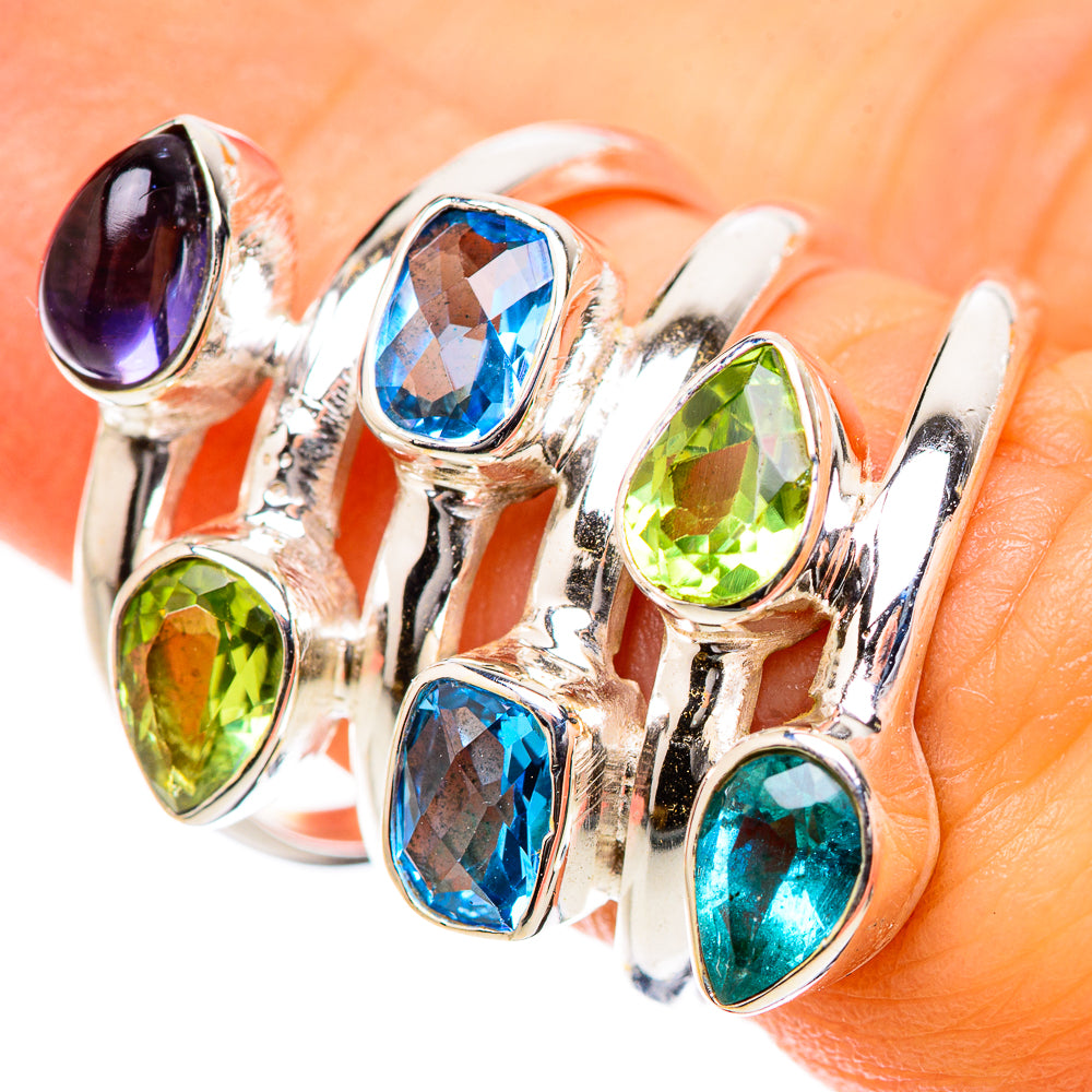 Blue Topaz, Peridot, Tanzanite Ring Size 6.25 (925 Sterling Silver) RING135414