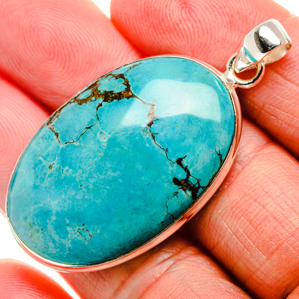 Tibetan Turquoise Pendant 2" (925 Sterling Silver) PD37004