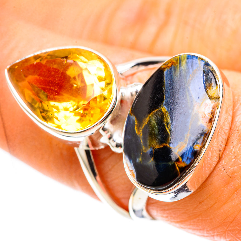 Pietersite, Citrine 925 Sterling Silver Ring Size 7.5 (925 Sterling Silver) RING137658