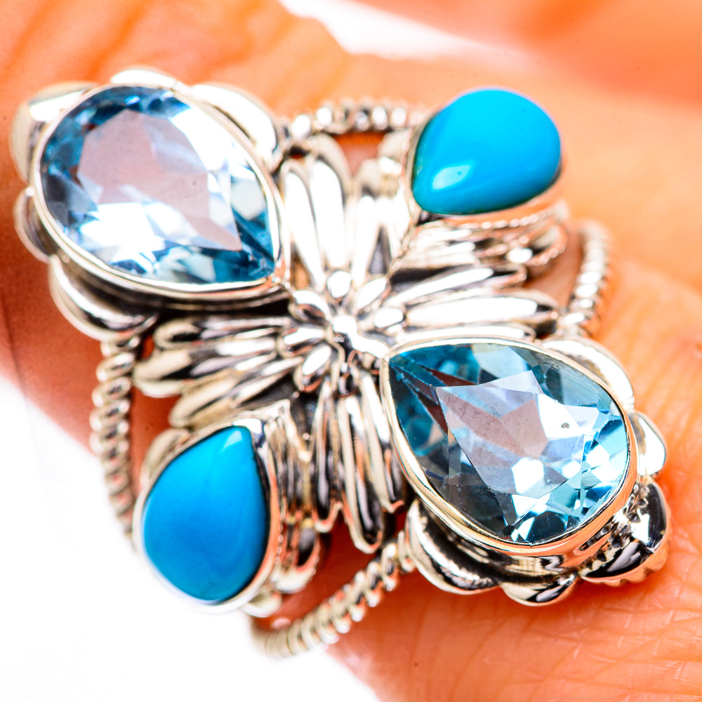 Large Blue Topaz, Sleeping Beauty Turquoise Ring Size 9 (925 Sterling Silver) RING135939