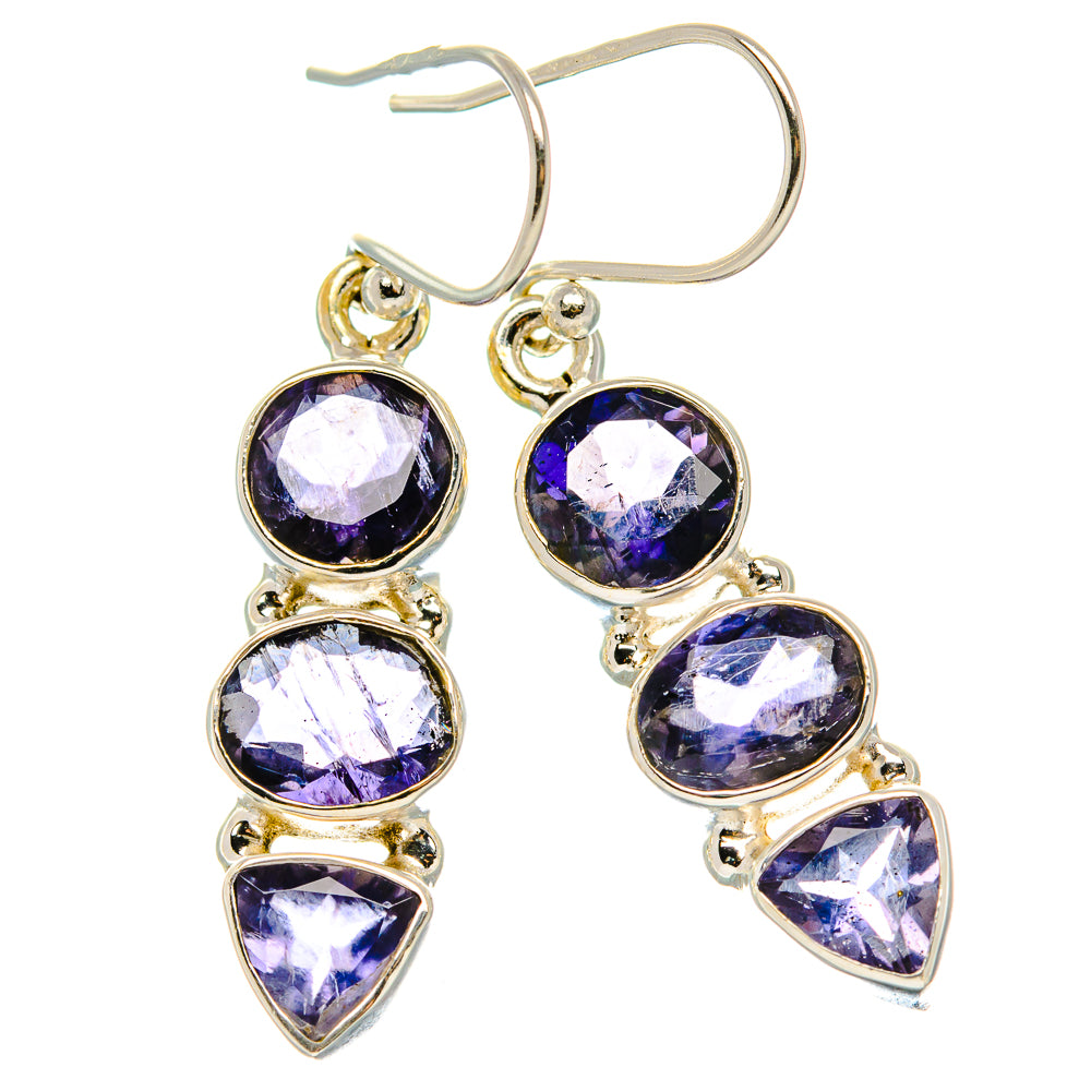 Faceted Tanzanite Earrings 1 5/8" (925 Sterling Silver) EARR431760