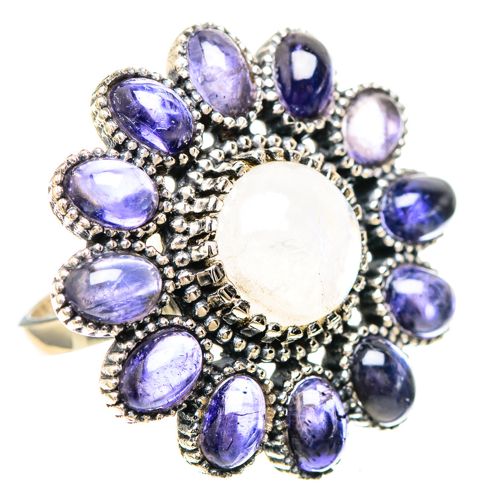 Large Rainbow Moonstone, Tanzanite Ring Size 7.5 (925 Sterling Silver) RING137156