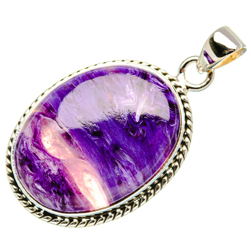 Charoite Pendant 1 5/8" (925 Sterling Silver) PD37463