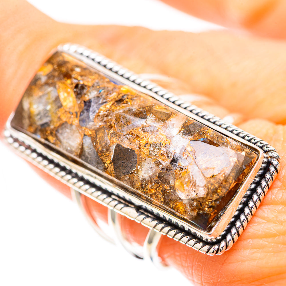 Huge Brecciated Labradorite Ring Size 9 (925 Sterling Silver) RING136538