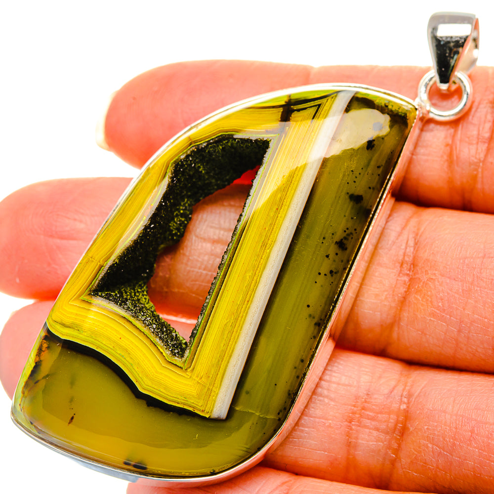 Yellow Window Druzy Pendant 2 3/4"  (925 Sterling Silver) PD37247