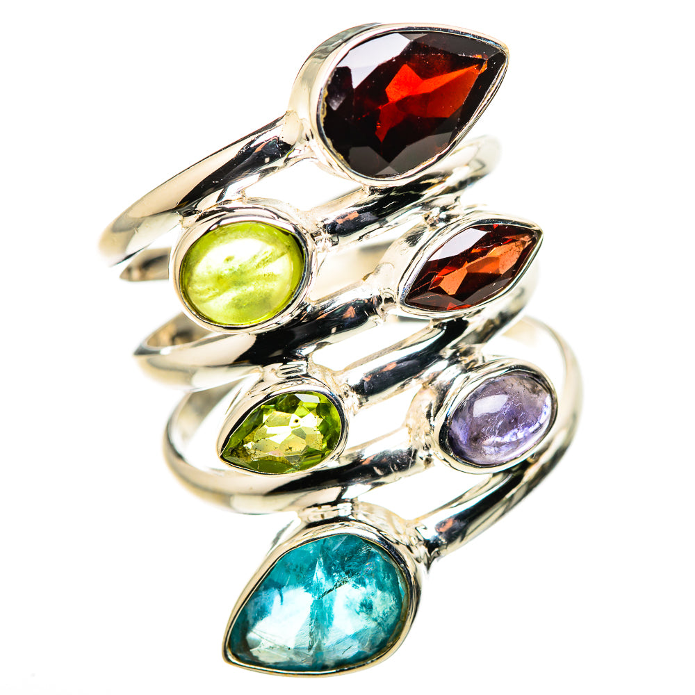 Large Garnet, Peridot, Apatite, Tanzanite Ring Size 8.75 (925 Sterling Silver) RING134746