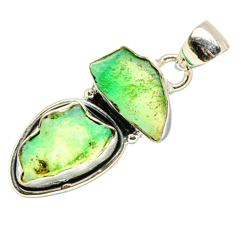 Rough Chrysoprase Pendant 1 1/2" (925 Sterling Silver) PD36817