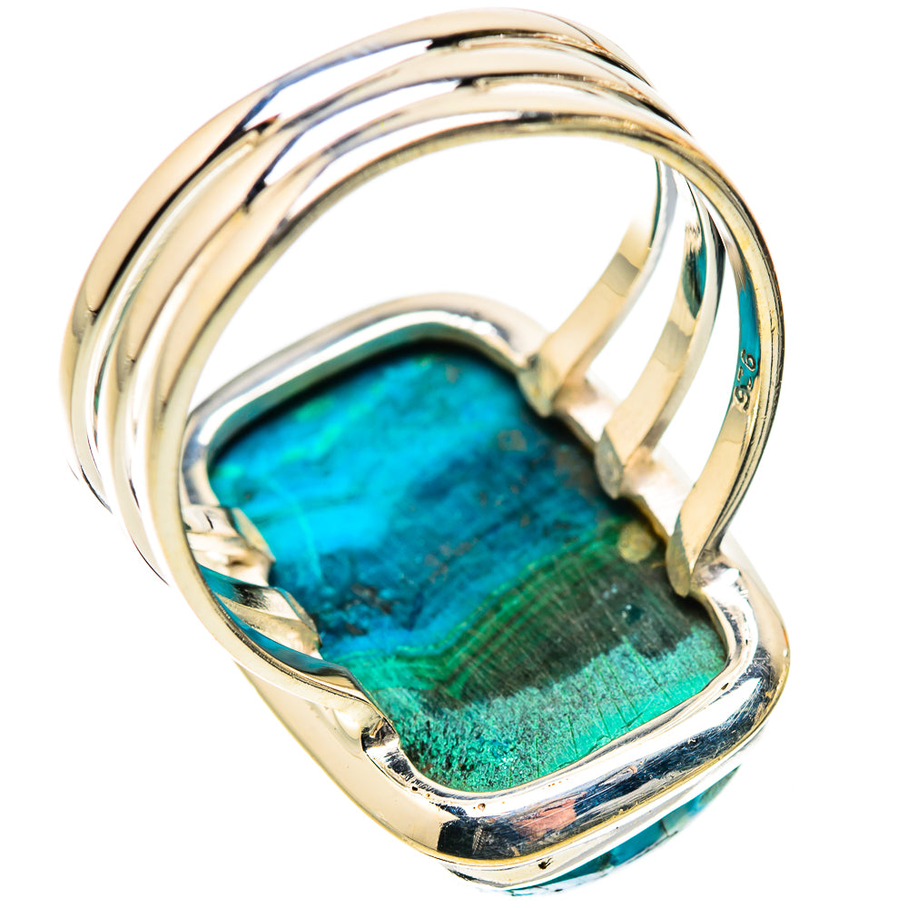 Anasilvercos Large Malachite In Chrysocolla Ring Size 10.75 (925 Sterling Silver)