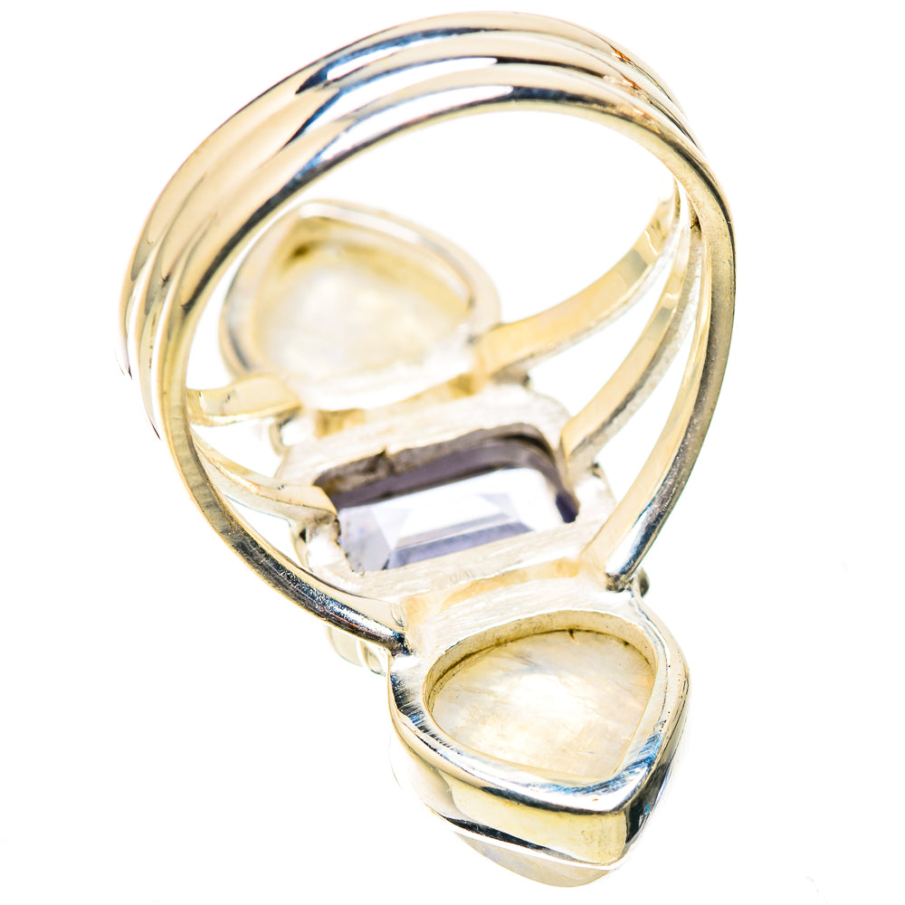Anasilvercos Faceted Tanzanite, Rainbow Moonstone Ring Size 6.75 (925 Sterling Silver)