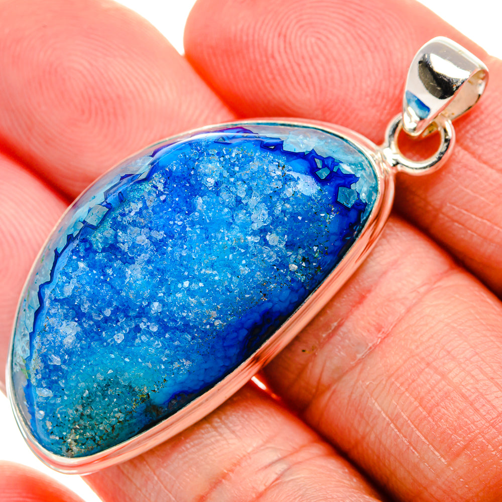 Blue Window Agate Pendant 2" (925 Sterling Silver) PD36996