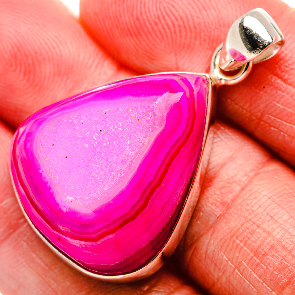 Pink Window Druzy Pendant 1 1/2"  (925 Sterling Silver) PD37173