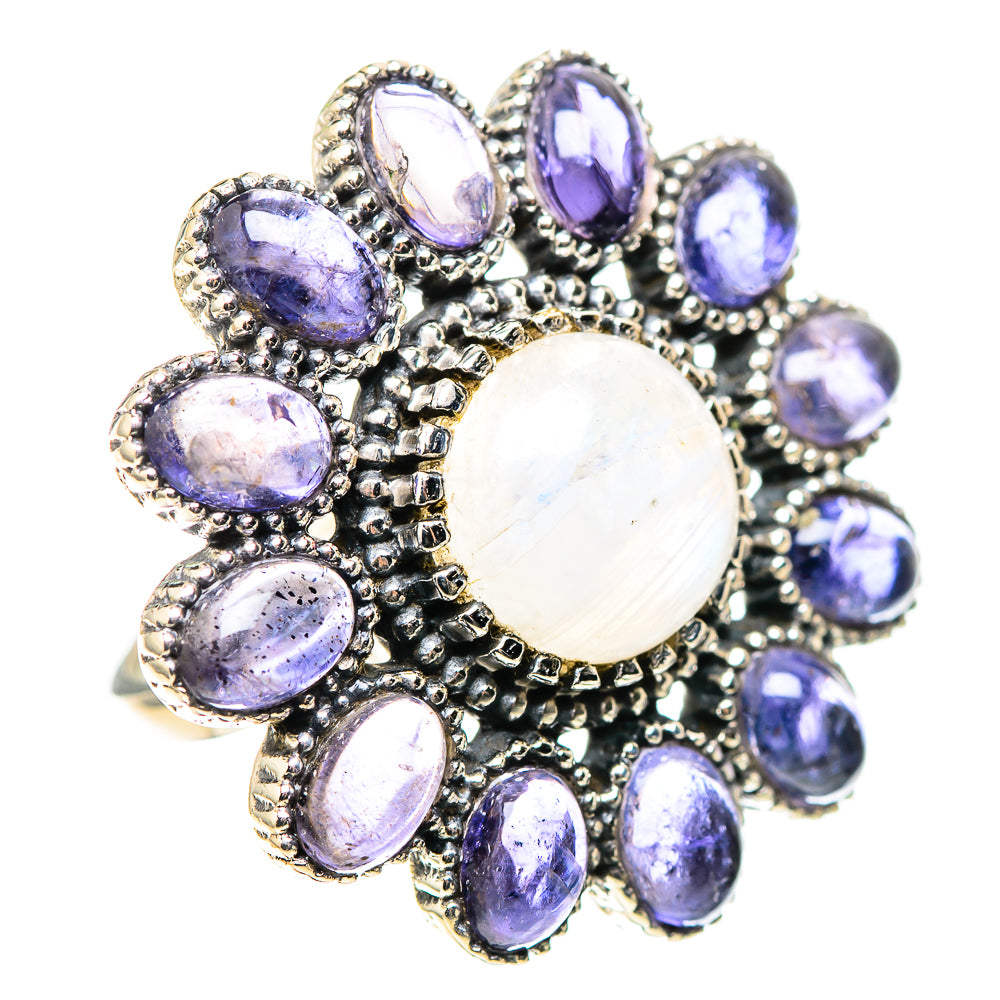 Large Rainbow Moonstone, Tanzanite 925 Sterling Silver Ring Size 7.25 (925 Sterling Silver) RING137554