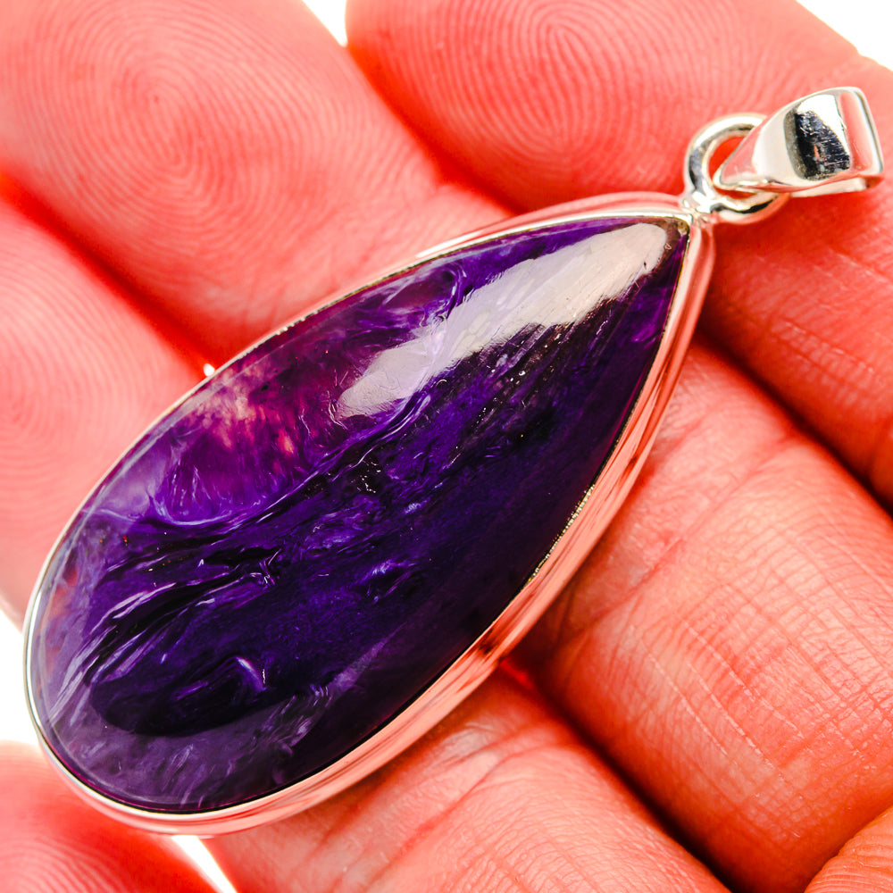 Charoite Pendant 2 1/8" (925 Sterling Silver) PD37405