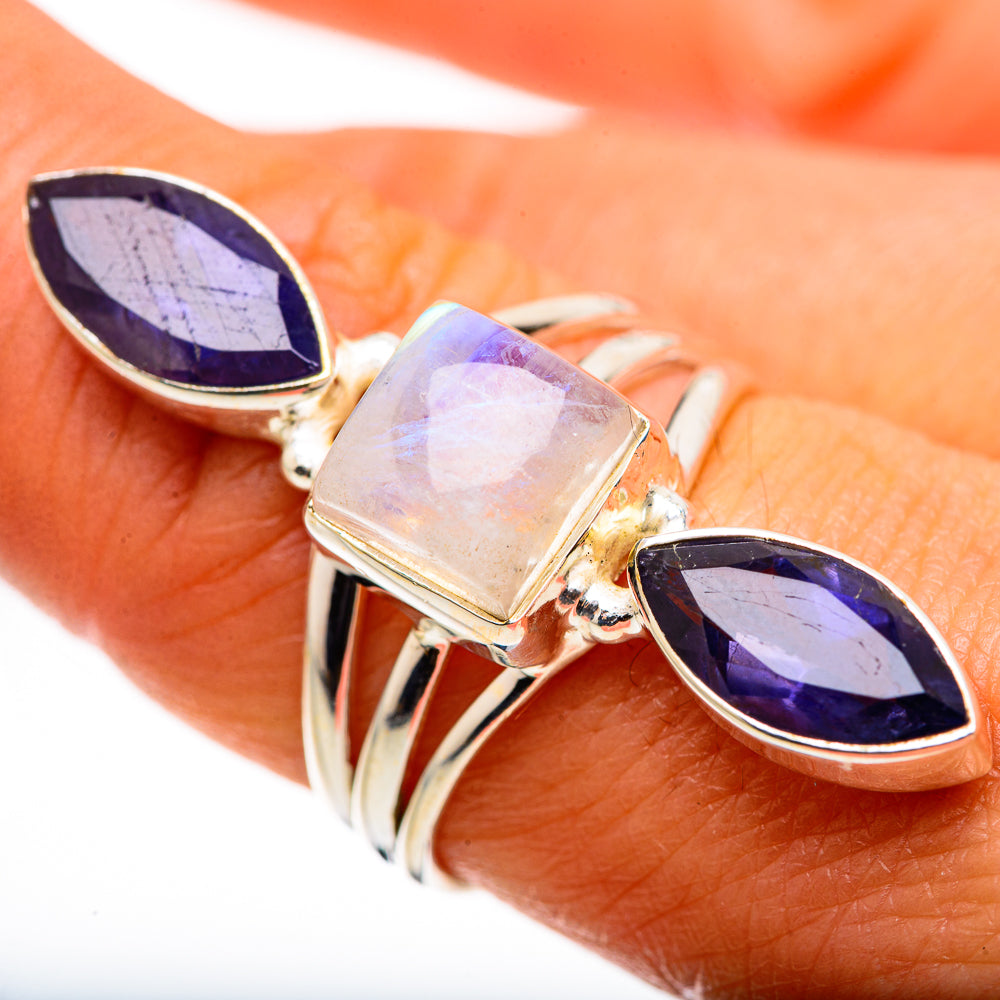 Rainbow Moonstone, Tanzanite Ring Size 8.25 (925 Sterling Silver) RING134687