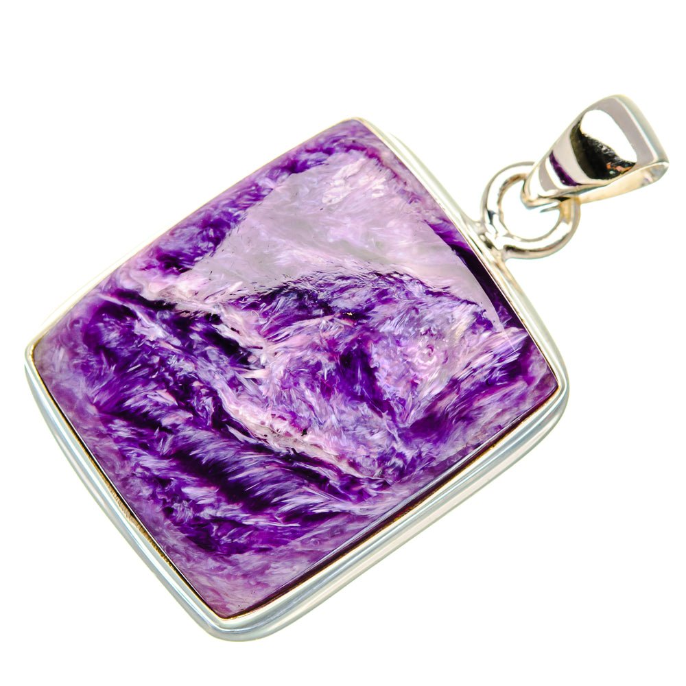 Charoite Pendant 1 3/8" (925 Sterling Silver) PD37507