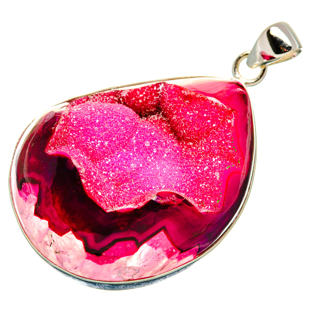 Pink Window Druzy Pendant 2"  (925 Sterling Silver) PD36945