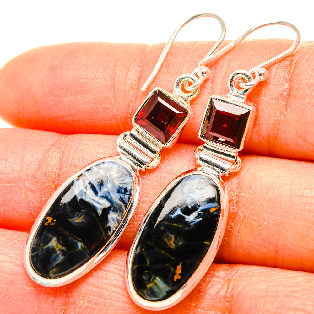Pietersite, Garnet Earrings 2" (925 Sterling Silver) EARR431616