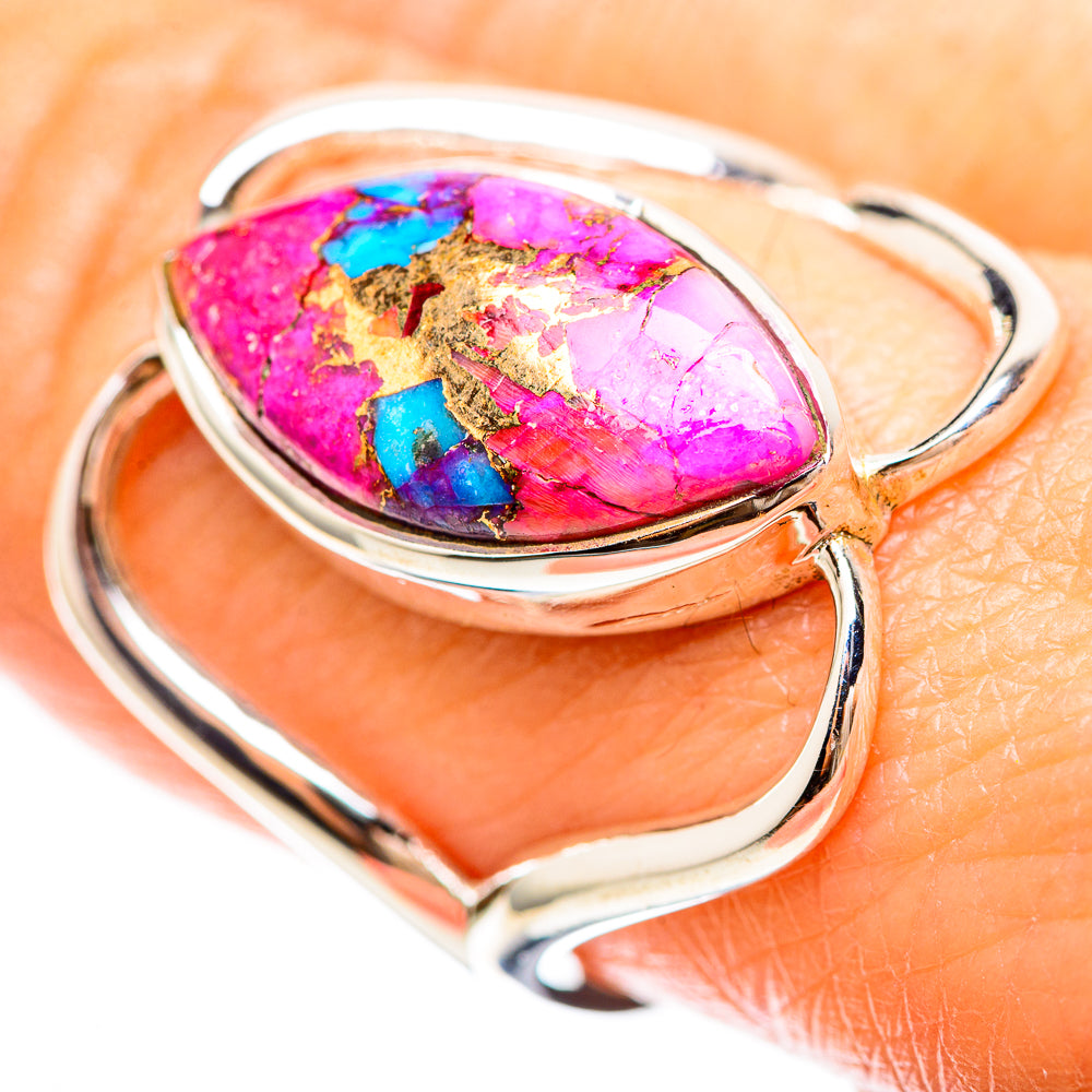 Kingman Pink Dahlia Turquoise Ring Size 8.5 (925 Sterling Silver) RING136307