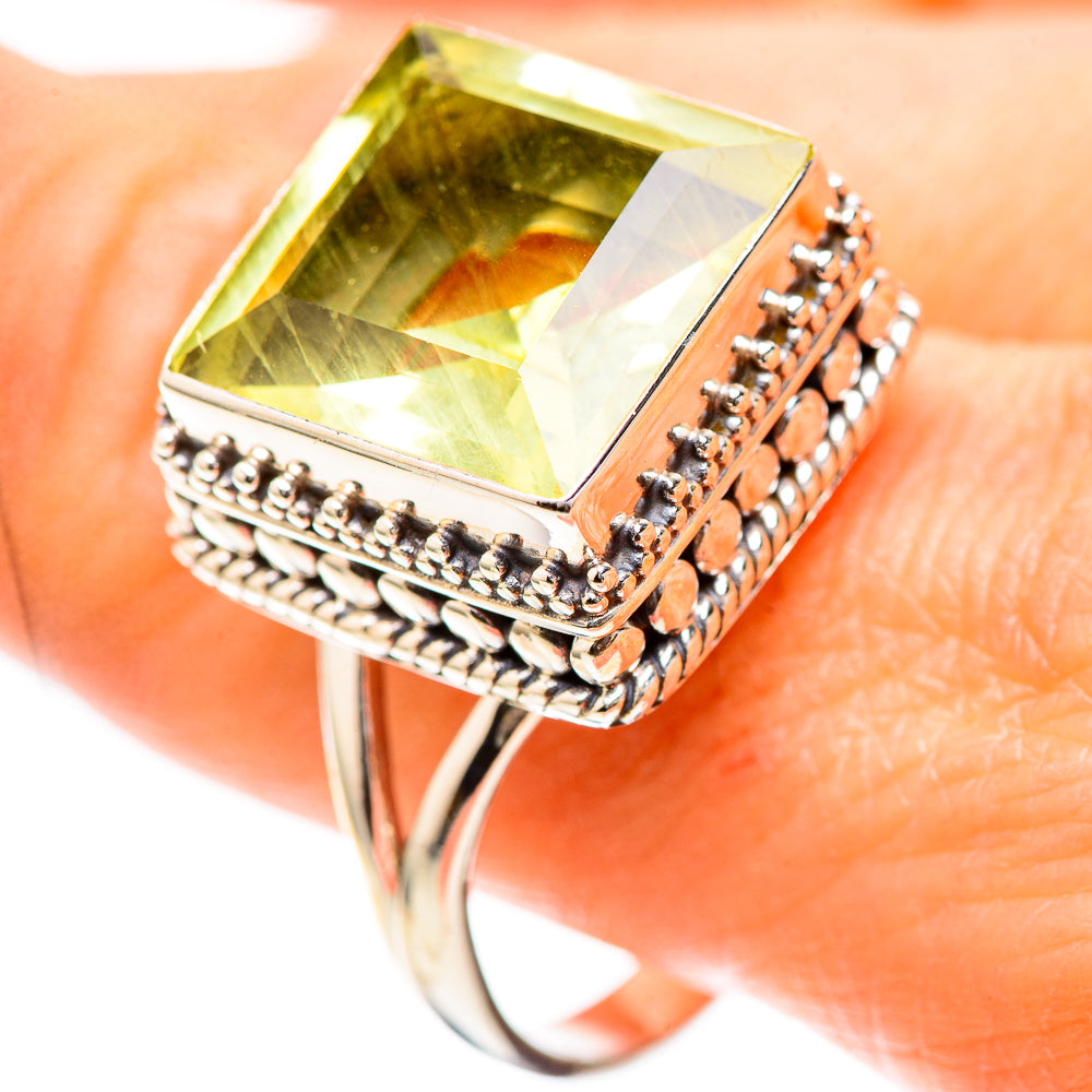 Large Faceted Lemon Quartz 925 Sterling Silver Ring Size 12 (925 Sterling Silver) RING137363