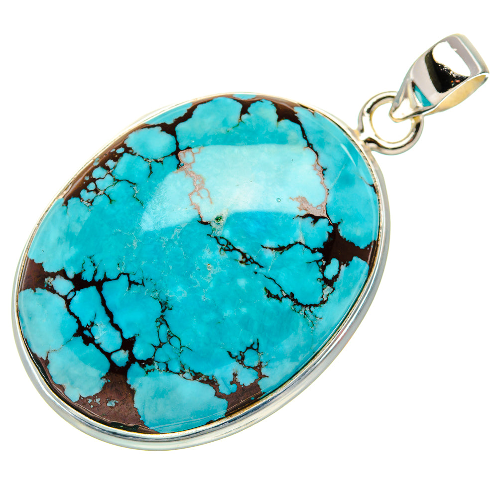 Tibetan Turquoise Pendant 1 7/8" (925 Sterling Silver) PD37044
