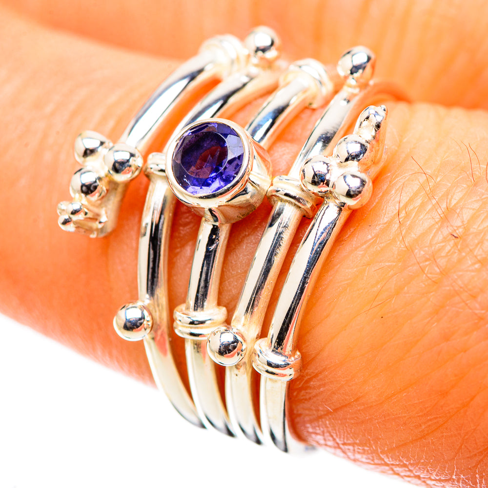 Anasilvercos Faceted Tanzanite, Rainbow Moonstone Ring Size 7.5 (925 Sterling Silver)