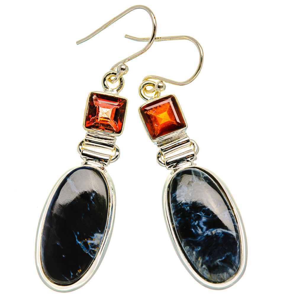 Pietersite, Garnet Earrings 2"  (925 Sterling Silver) EARR431642