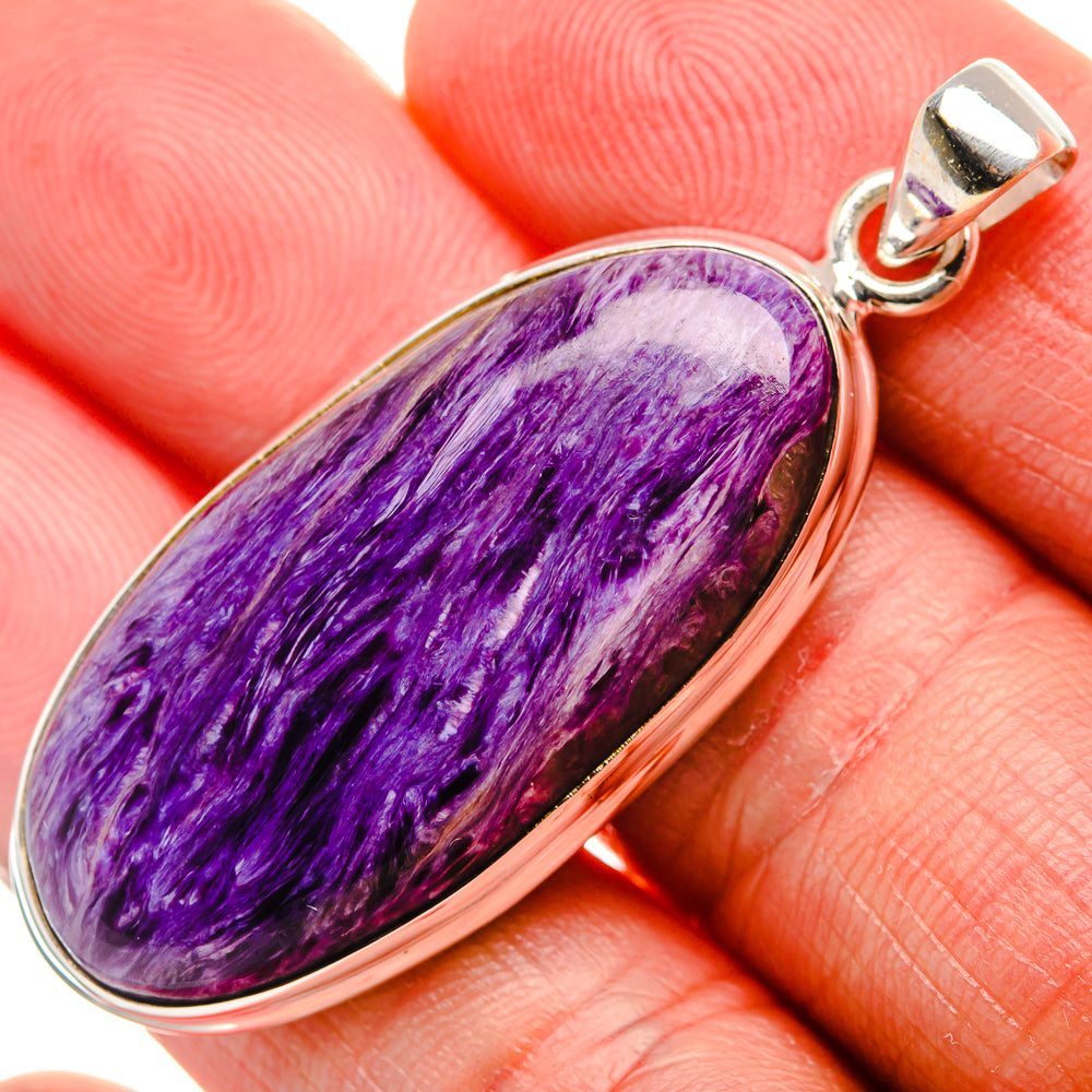Charoite Pendant 1 7/8" (925 Sterling Silver) PD37462