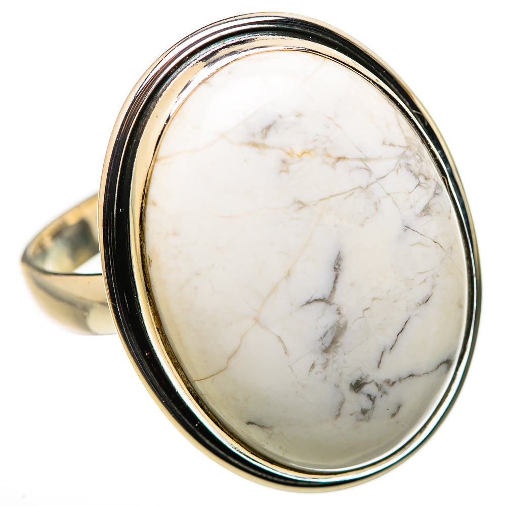 Large Howlite Ring Size 13.75 (925 Sterling Silver) RING134722