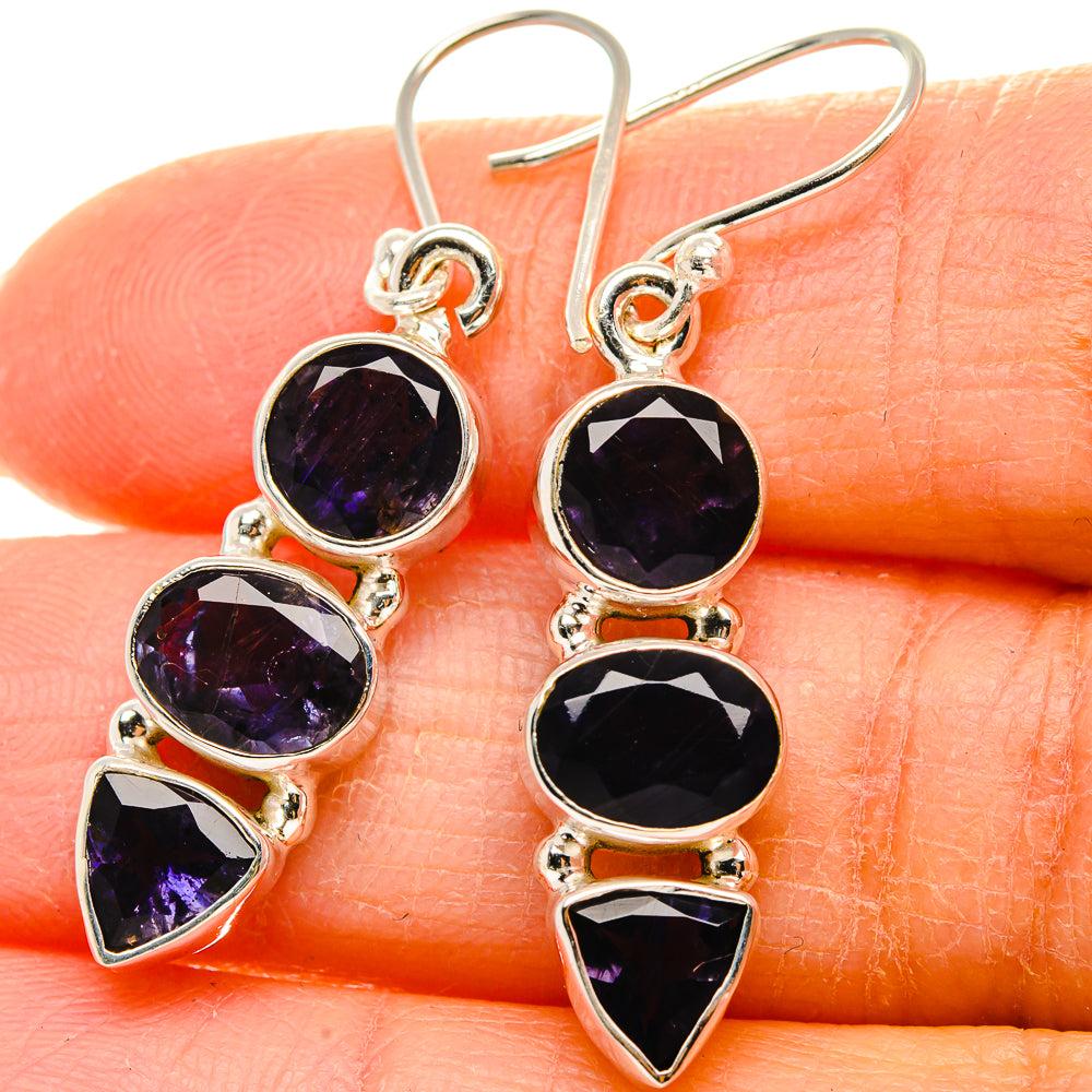 Faceted Tanzanite Earrings 1 1/2" (925 Sterling Silver) EARR431791