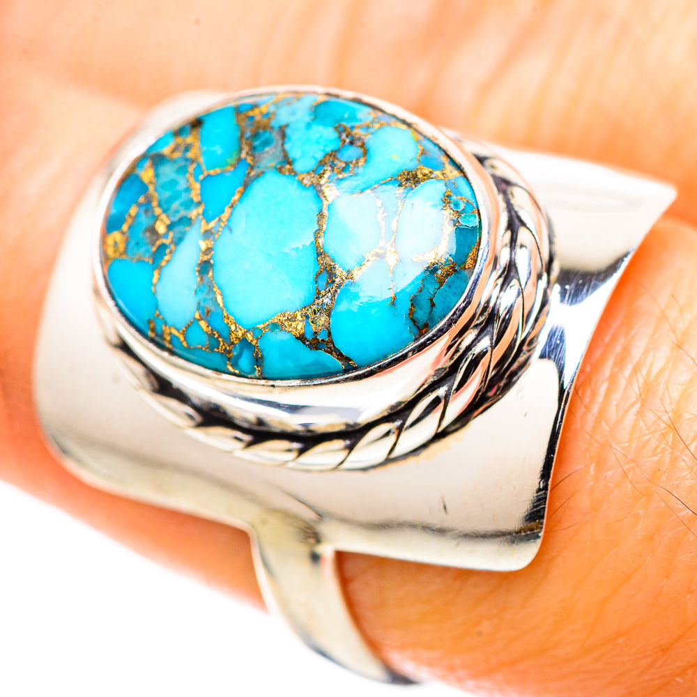 Blue Copper Composite Turquoise Ring Size 8.75 (925 Sterling Silver) RING136890