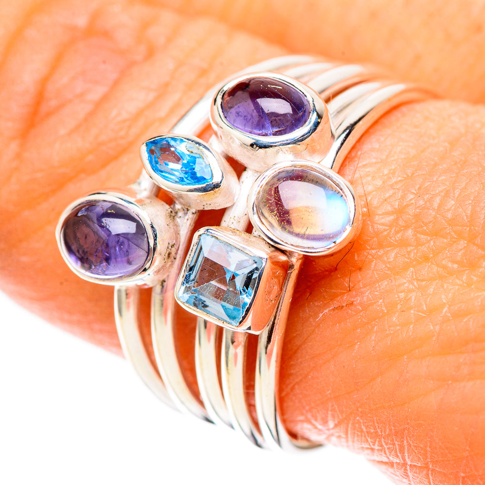 Natural Tanzanite, Blue Topaz, Aquamarine 925 Sterling Silver Ring Size 8.75 (925 Sterling Silver) RING137662