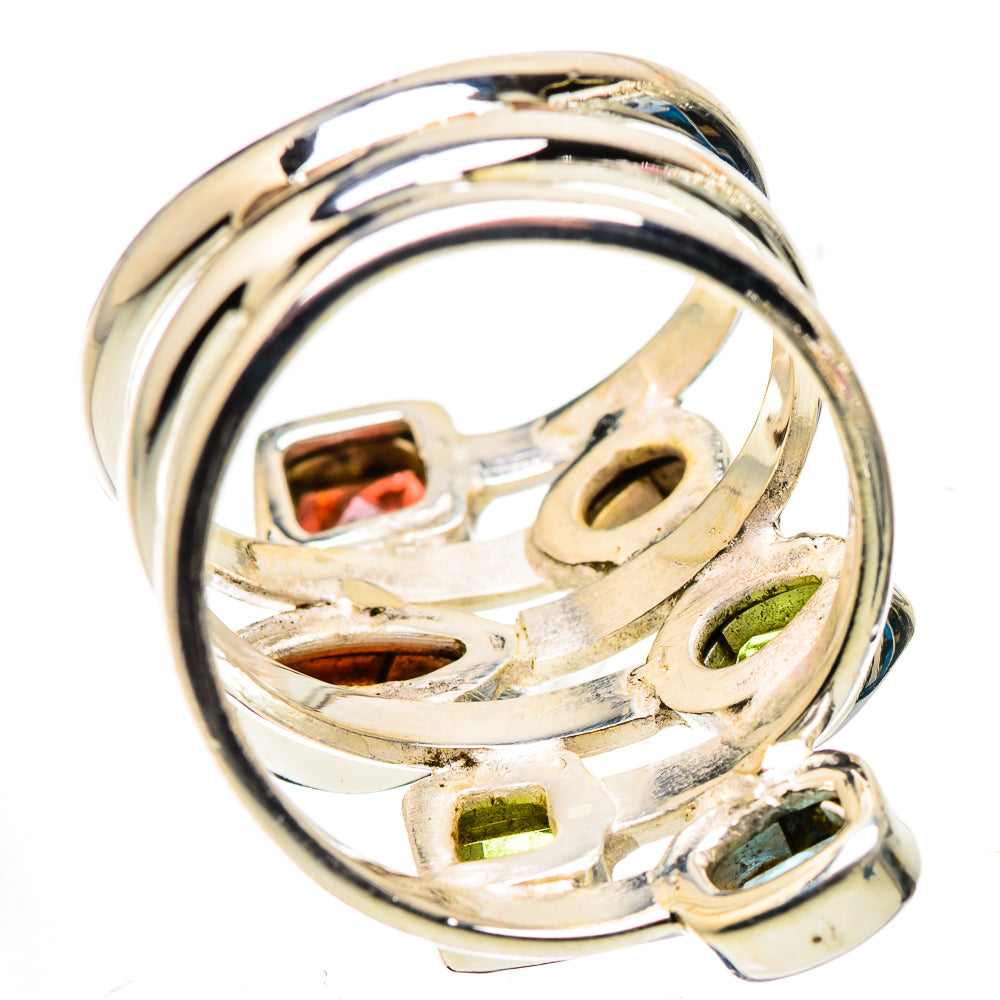 Garnet, Tanzanite, Peridot, Blue Topaz Ring Size 7.25 (925 Sterling Silver) RING135617