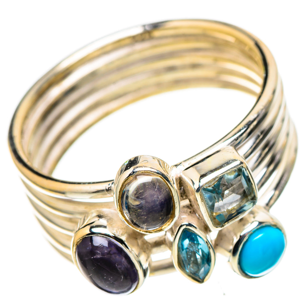 Natural Tanzanite, Blue Topaz, Rainbow Moonstone, Sleeping Beauty Turquoise 925 Sterling Silver Ring Size 8.75 (925 Sterling Silver) RING137634