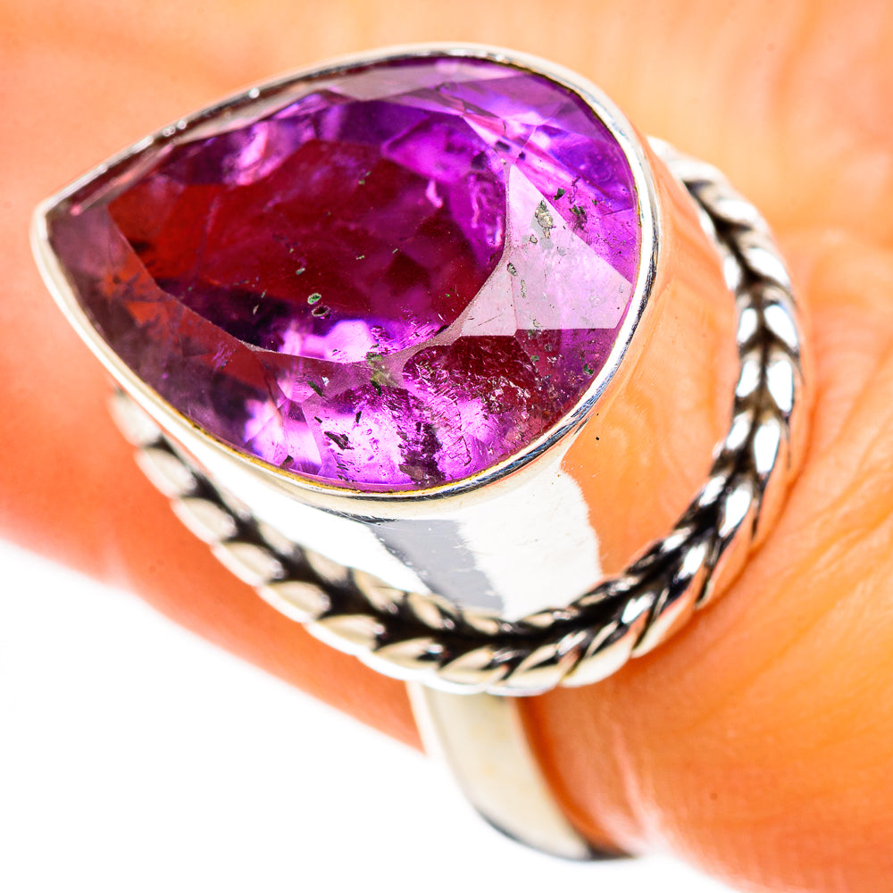 Anasilvercos Faceted Amethyst Ring Size 6.25 (925 Sterling Silver)