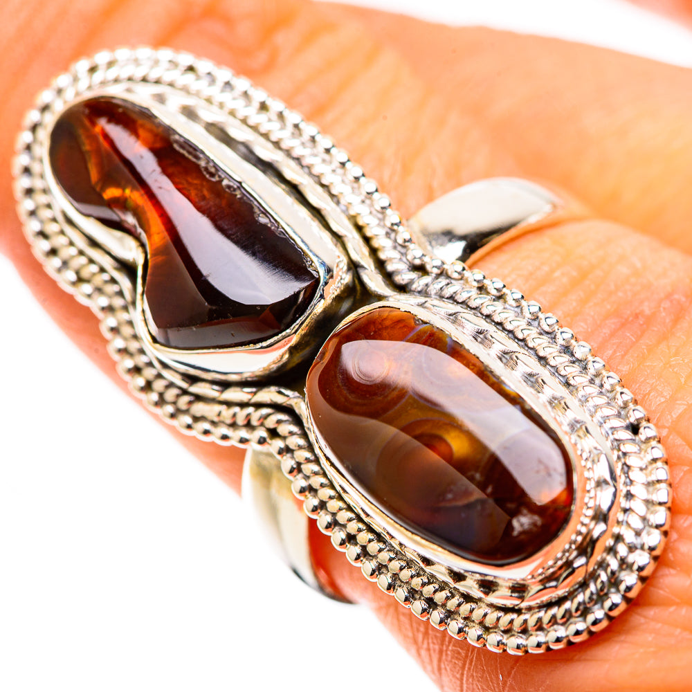 Anasilvercos Large Mexican Fire Agate Ring Size 8.75 (925 Sterling Silver)