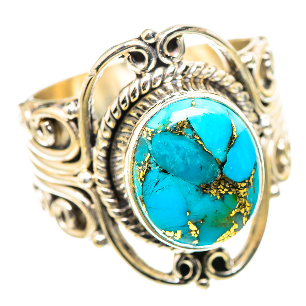 Blue Copper Composite Turquoise Ring Size 7.75 (925 Sterling Silver) RING136731