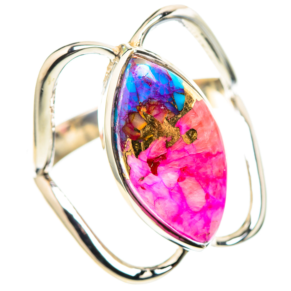 Kingman Pink Dahlia Turquoise Ring Size 7.5 (925 Sterling Silver) RING136607