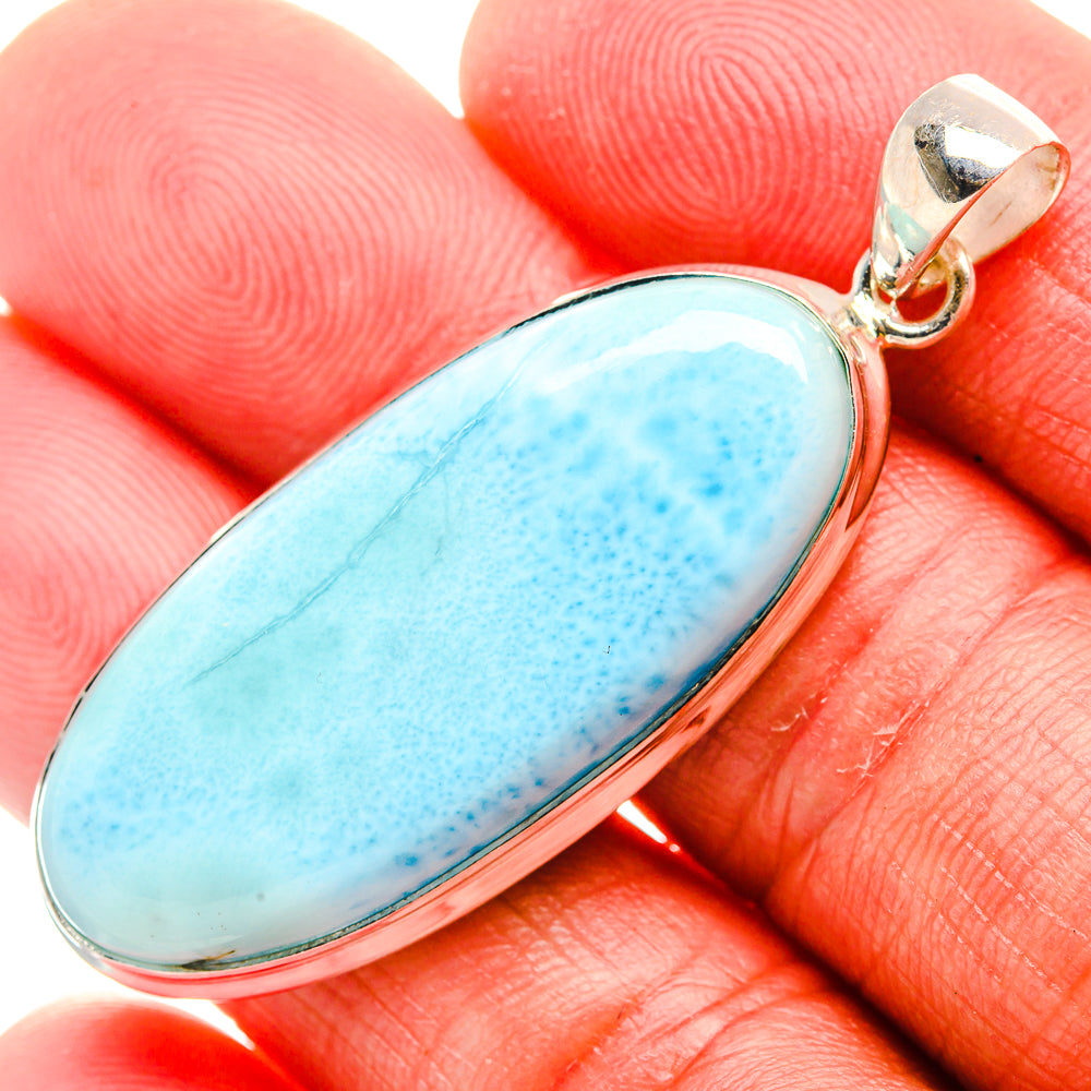 Larimar 925 Sterling Silver Pendant 2" Ana Co P37369