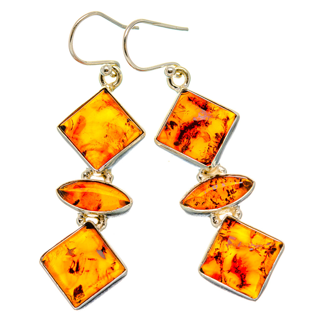 Baltic Amber Earrings 2 1/4" (925 Sterling Silver) EARR431757