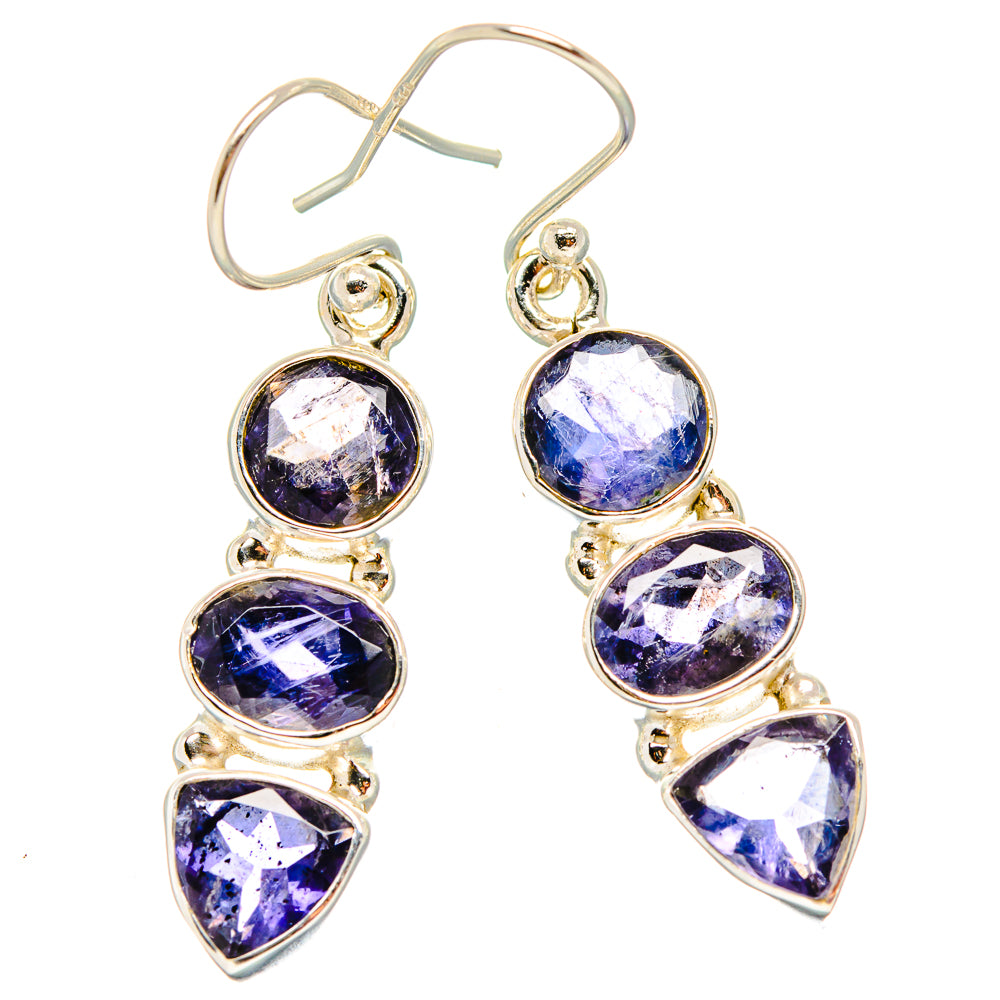 Faceted Tanzanite Earrings 1 3/4" (925 Sterling Silver) EARR431598